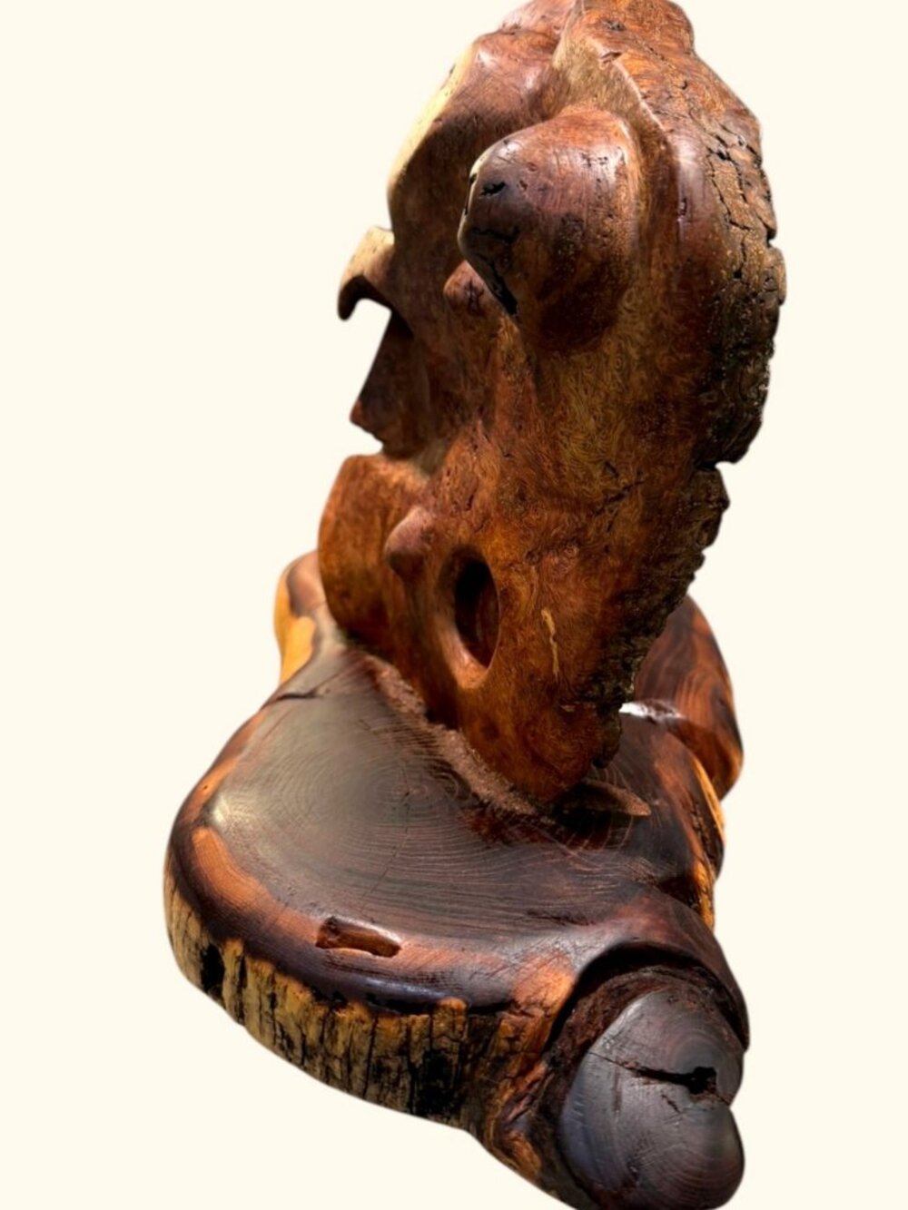 Vintage Burl Root Wood Abstract Sculpture Live Edge Base Organic Modern 17" - Picture 14 of 15